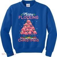 Flamingo Santa Hat Reindeer Xmas Merry Flocking Christmas Gift Kids Sweatshirt thumb 0