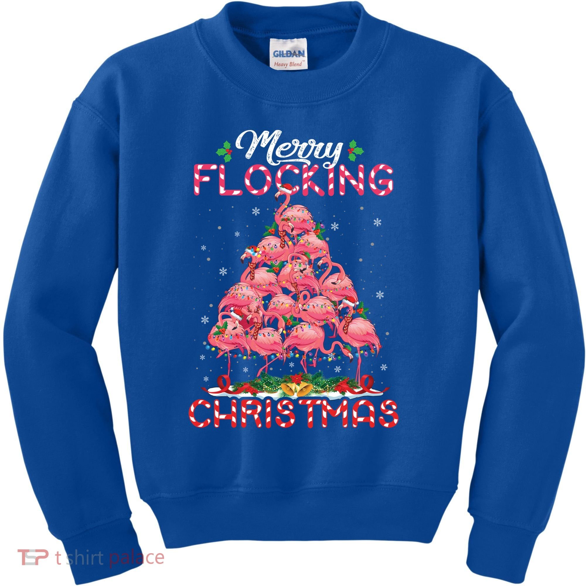 Flamingo Santa Hat Reindeer Xmas Merry Flocking Christmas Gift Kids Sweatshirt