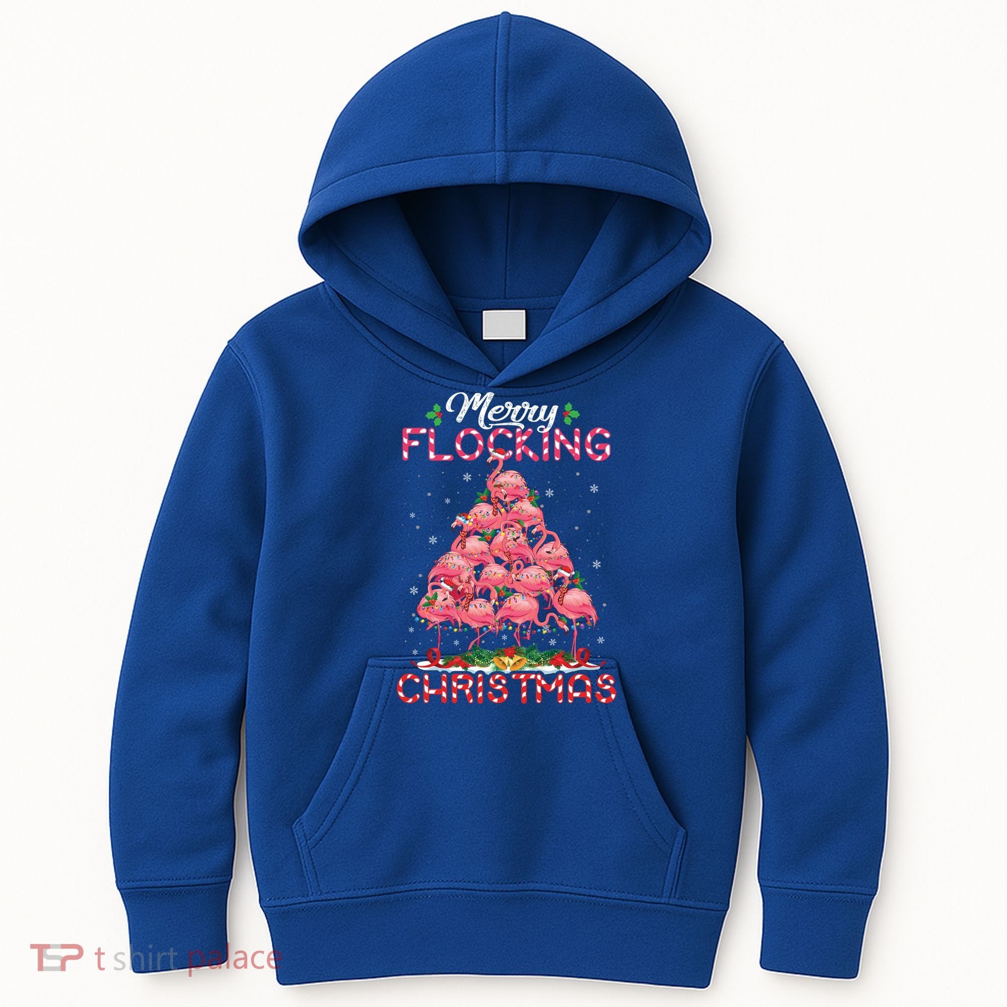 Flamingo Santa Hat Reindeer Xmas Merry Flocking Christmas Gift Kids Hoodie