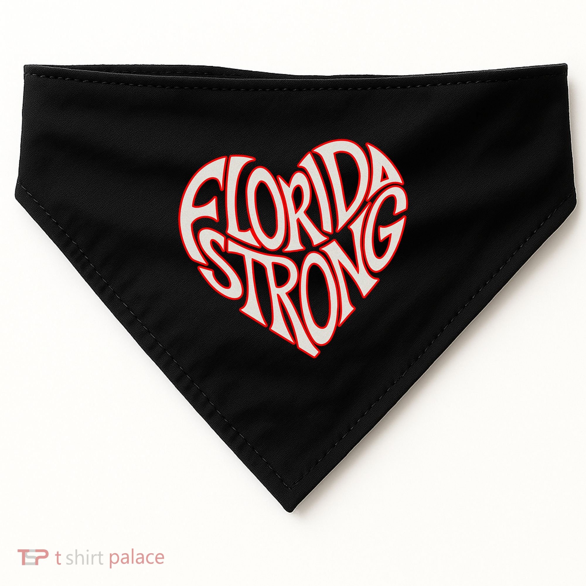 Florida Strong Heart State Pride Typography USA-Made Doggie Bandana