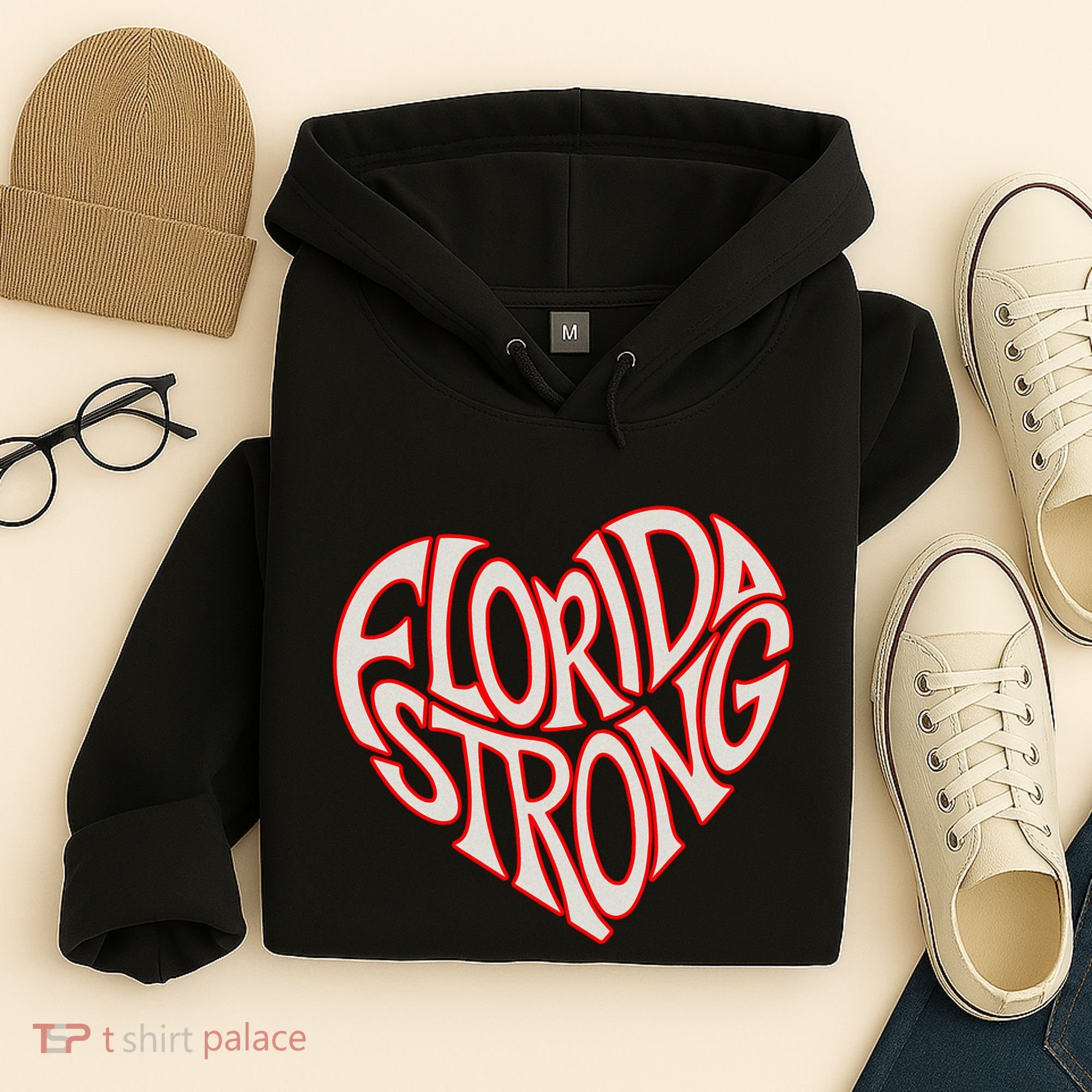 Florida Strong Heart State Pride Typography Hoodie