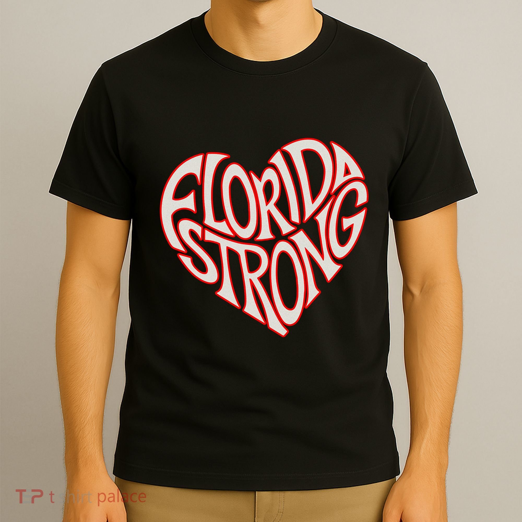 Florida Strong Heart State Pride Typography T-Shirt