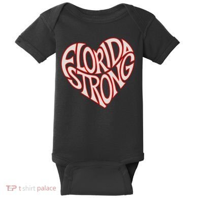 Florida Strong Heart State Pride Typography Baby Bodysuit