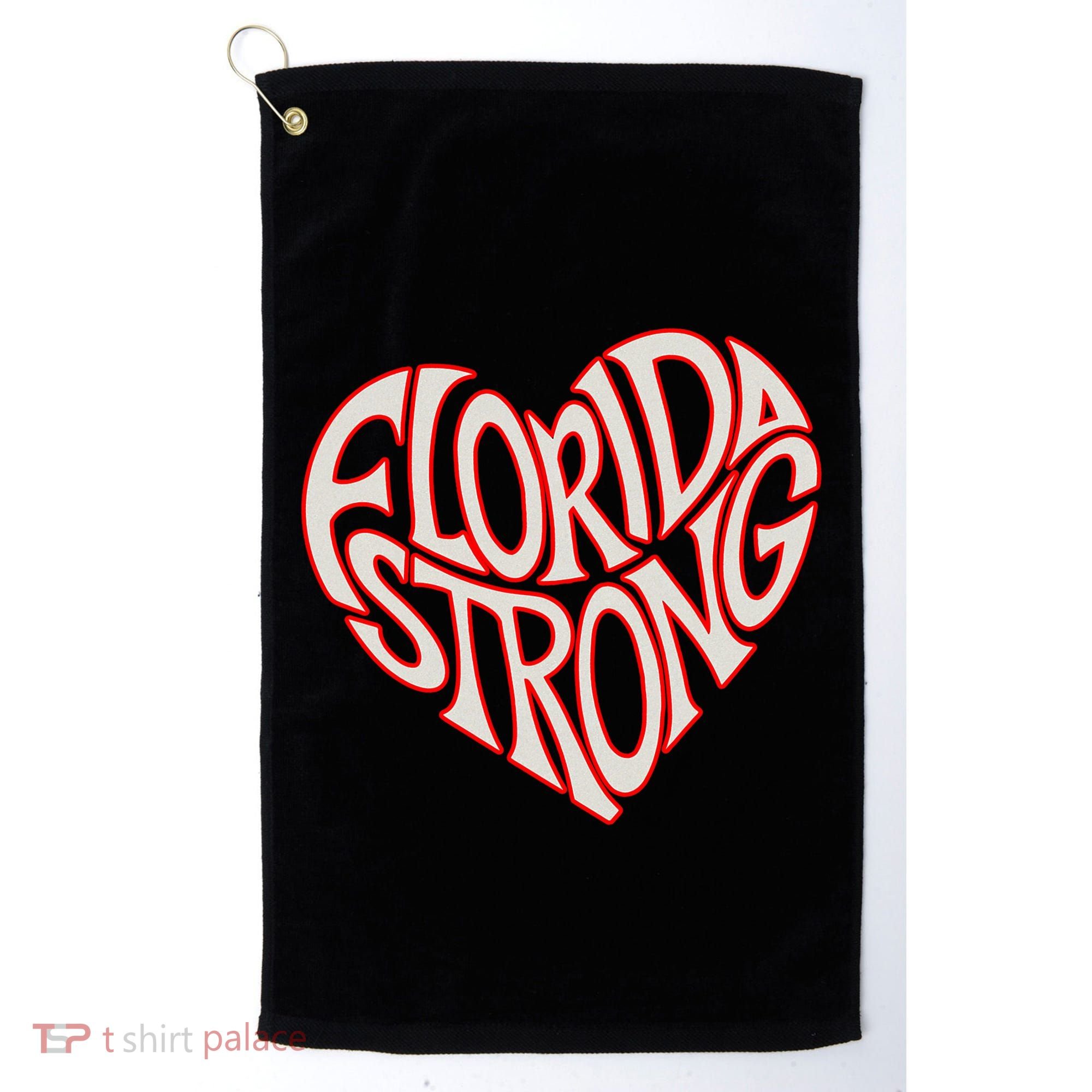 Florida Strong Heart State Pride Typography Golf Towel