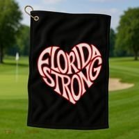 Florida Strong Heart State Pride Typography Golf Towel thumb 1