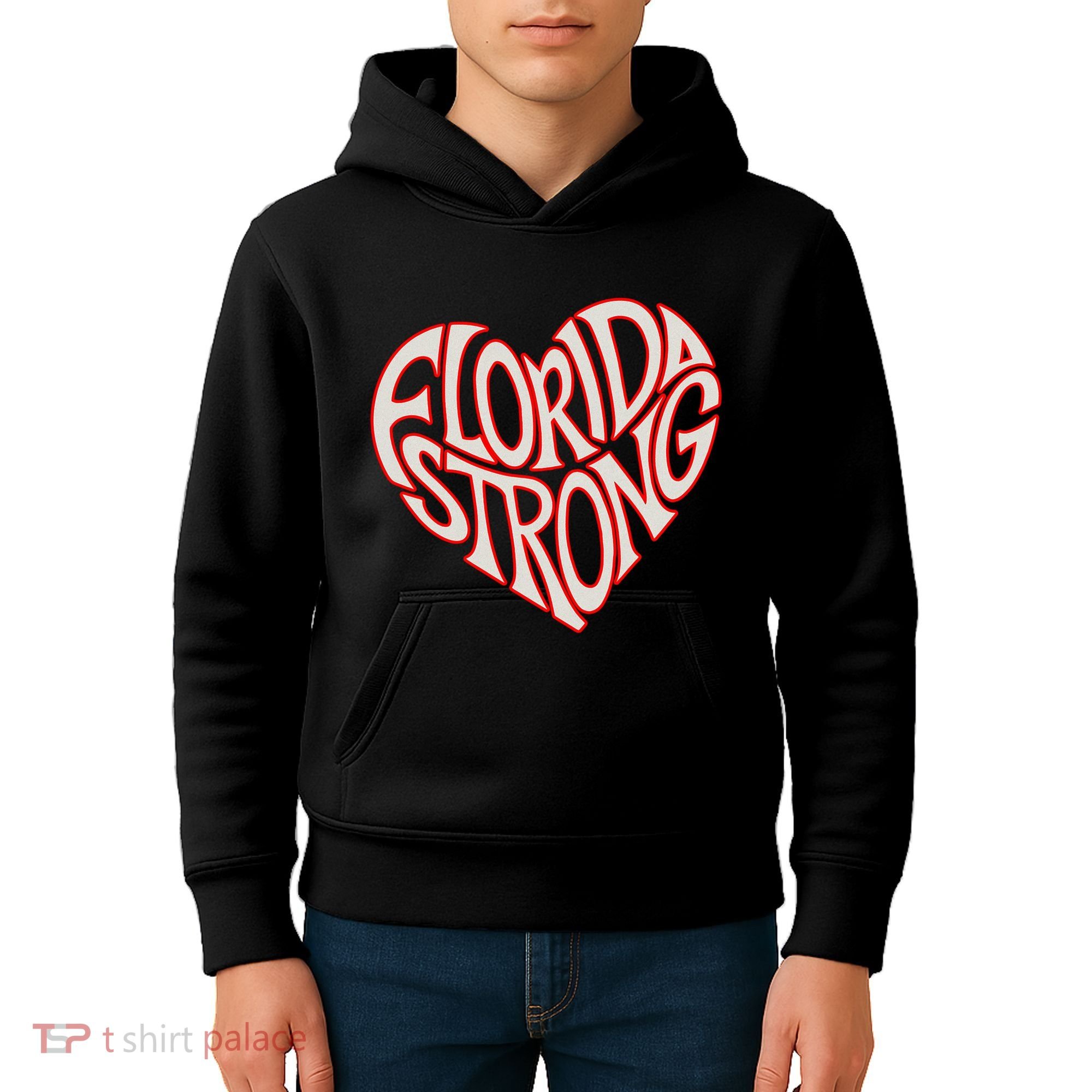 Florida Strong Heart State Pride Typography Kids Hoodie