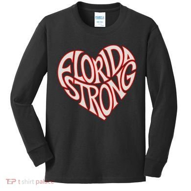 Florida Strong Heart State Pride Typography Kids Long Sleeve Shirt