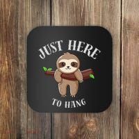 Fun Sloth Here To Hang ForwomanS Gift Coaster thumb 0