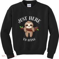 Fun Sloth Here To Hang ForwomanS Gift Kids Sweatshirt thumb 0
