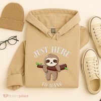 Fun Sloth Here To Hang ForwomanS Gift Hoodie thumb 4