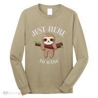 Fun Sloth Here To Hang ForwomanS Gift Long Sleeve Shirt thumb 0