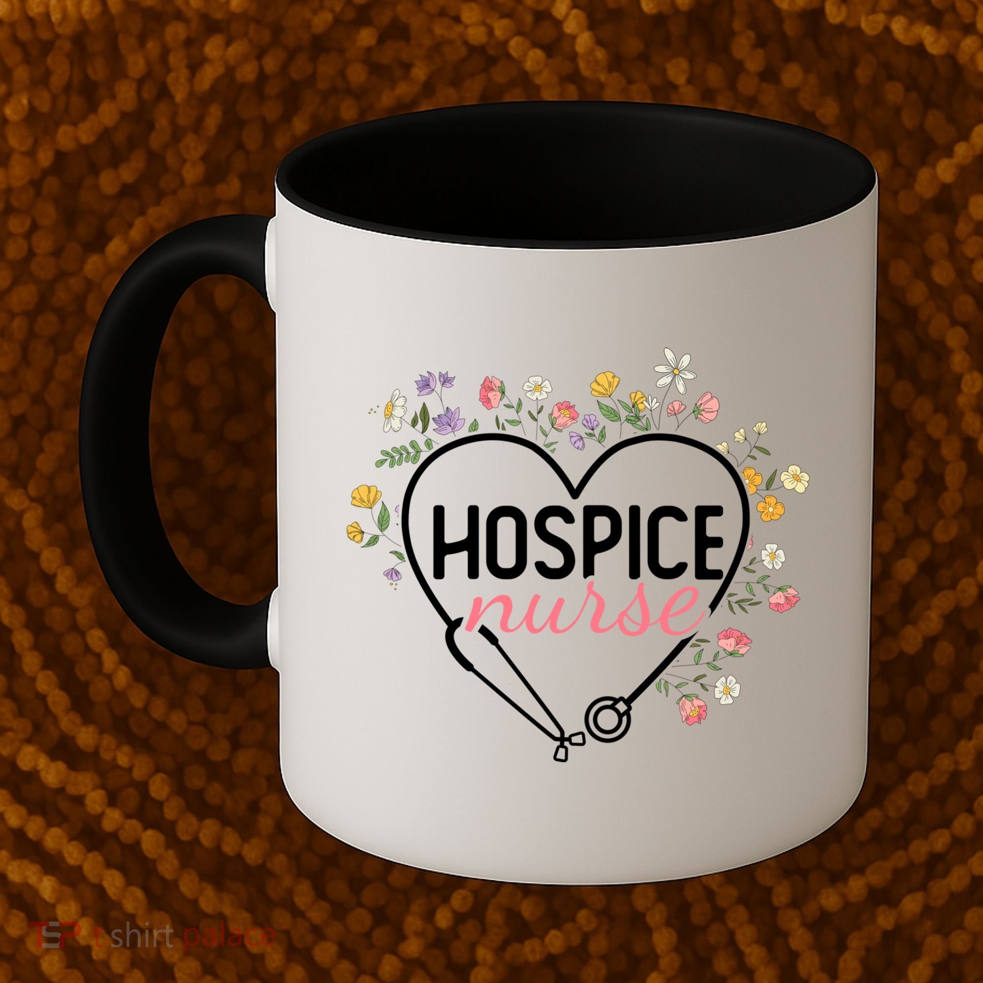 Floral Stethoscope Heart Nursing Hospice Nurse Funny Gift Coffee Mug
