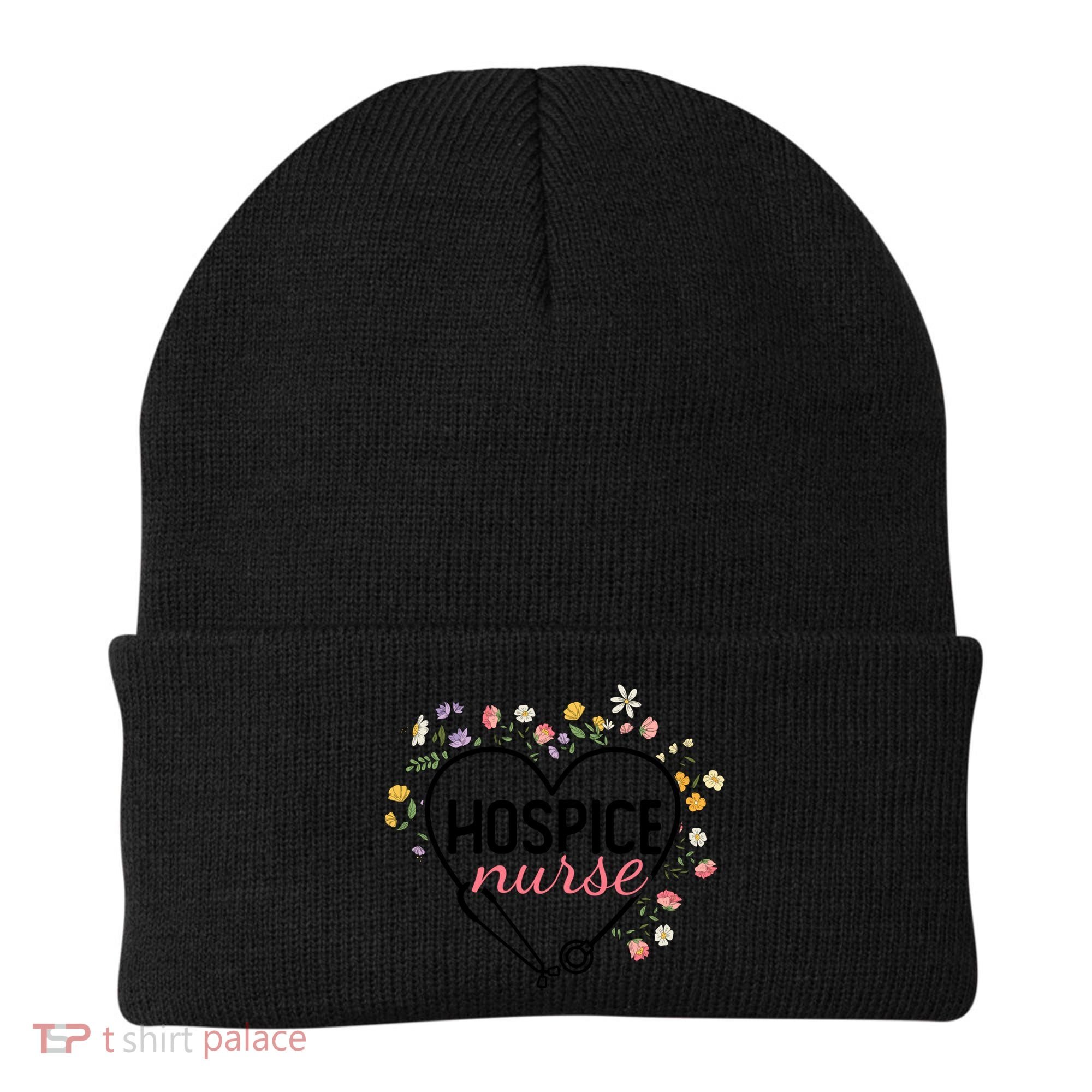 Floral Stethoscope Heart Nursing Hospice Nurse Funny Gift Beanie