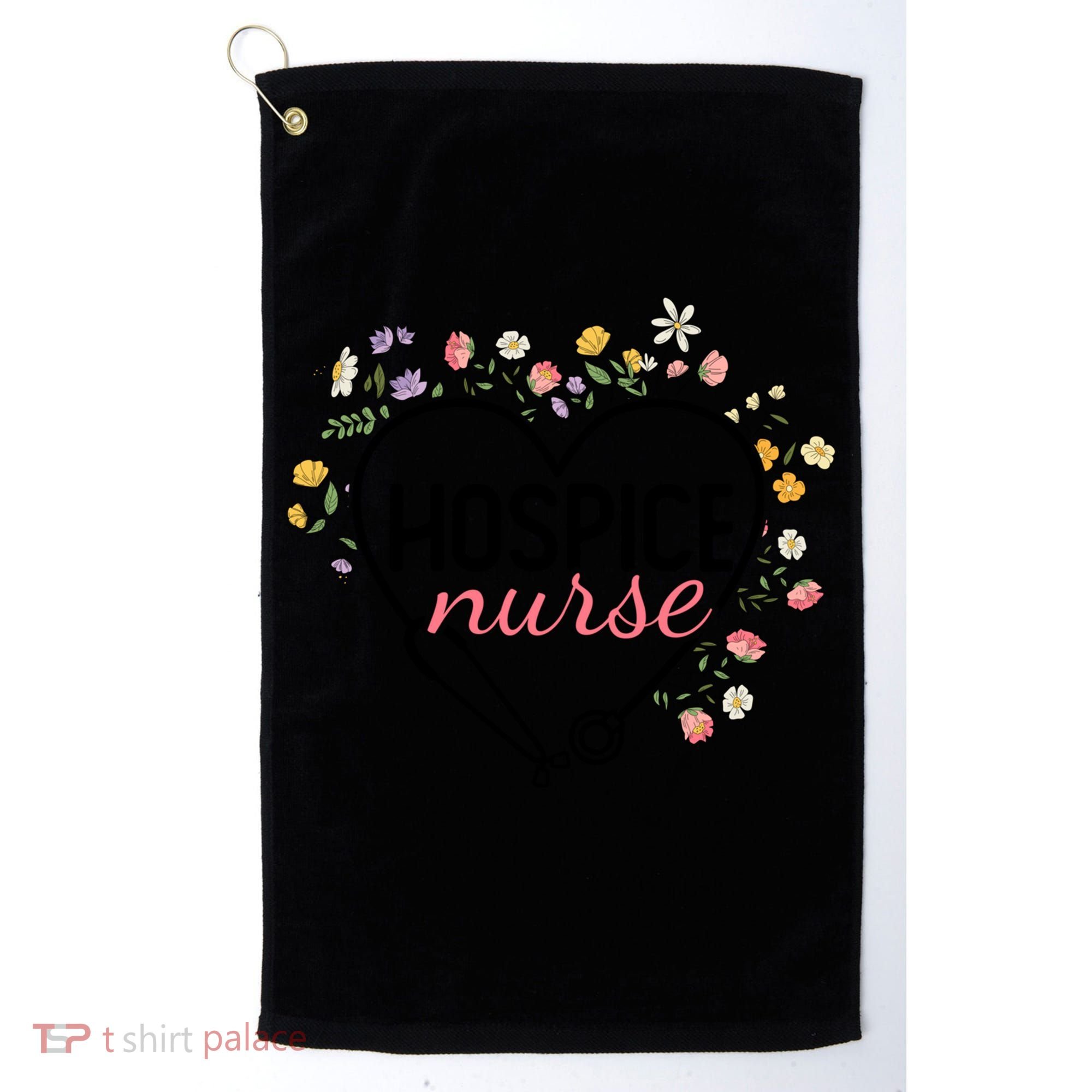 Floral Stethoscope Heart Nursing Hospice Nurse Funny Gift Golf Towel
