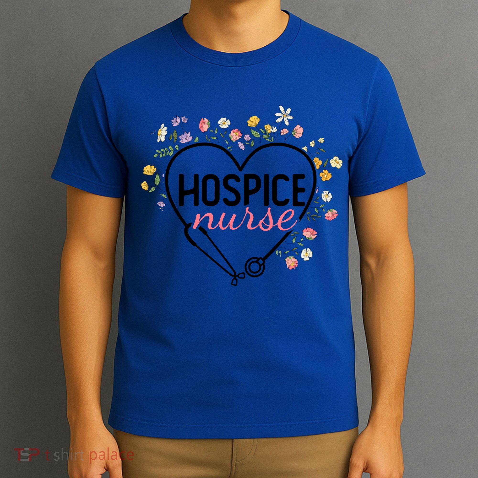 Floral Stethoscope Heart Nursing Hospice Nurse Funny Gift T-Shirt
