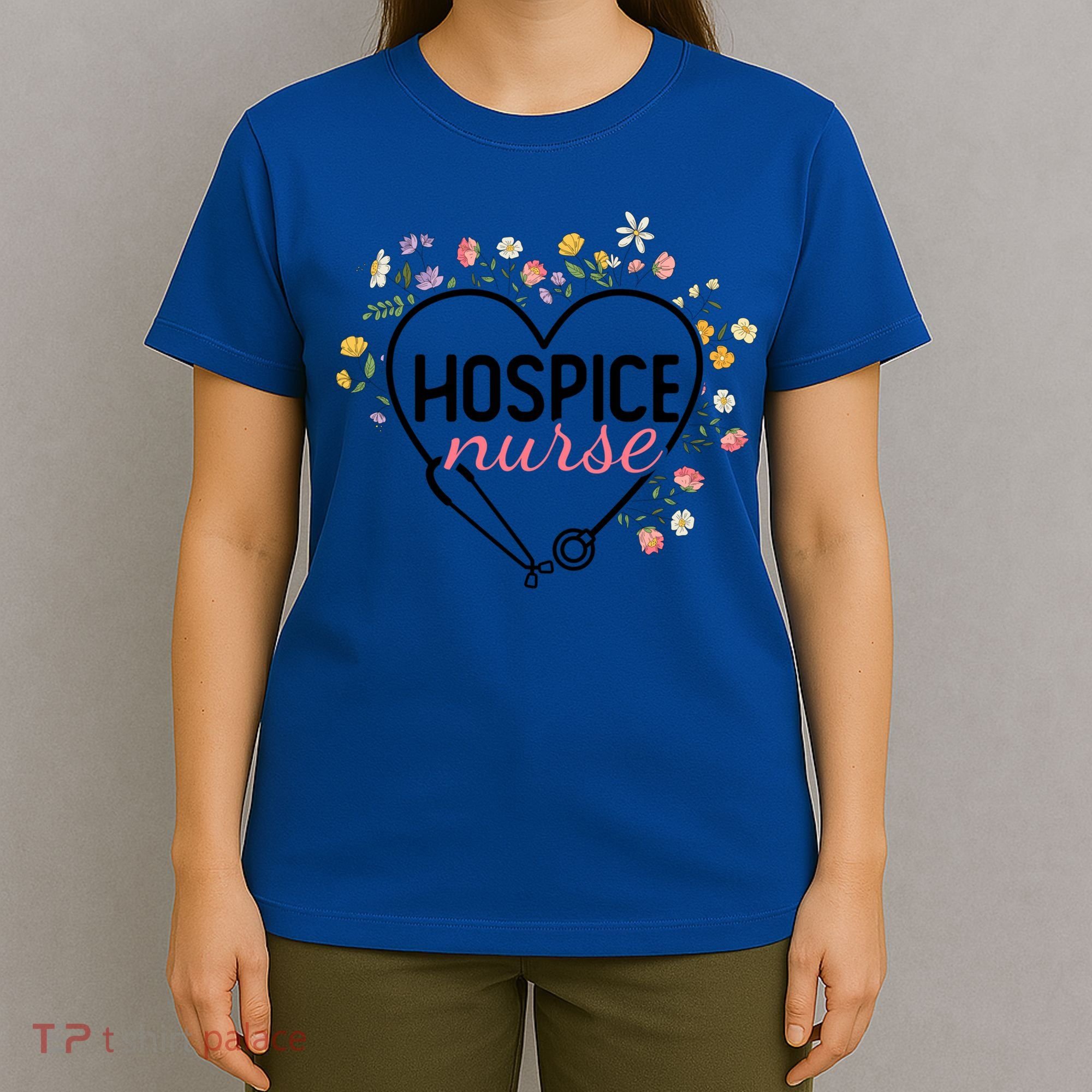 Floral Stethoscope Heart Nursing Hospice Nurse Funny Gift T-Shirt
