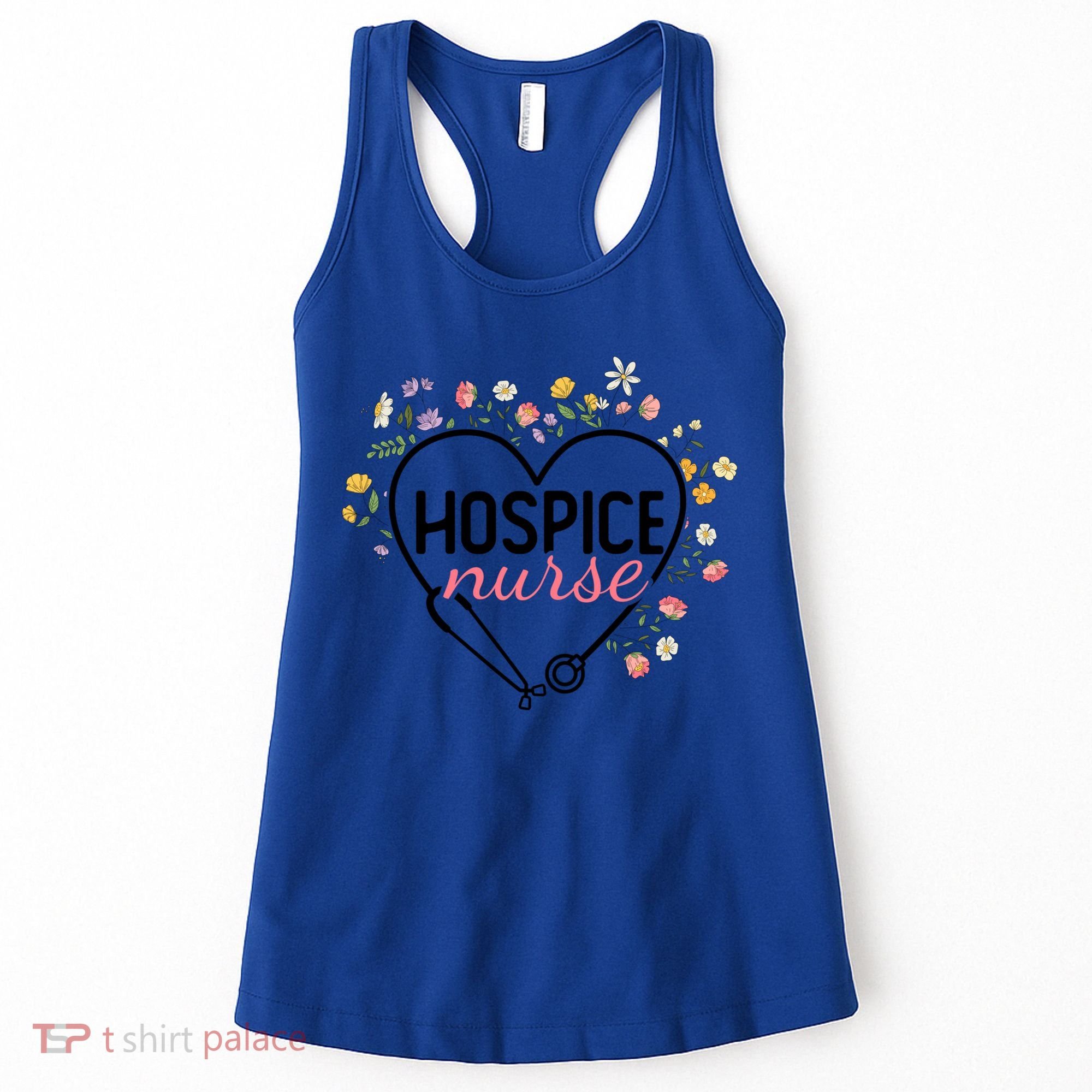 Floral Stethoscope Heart Nursing Hospice Nurse Funny Gift Women's Tank Top