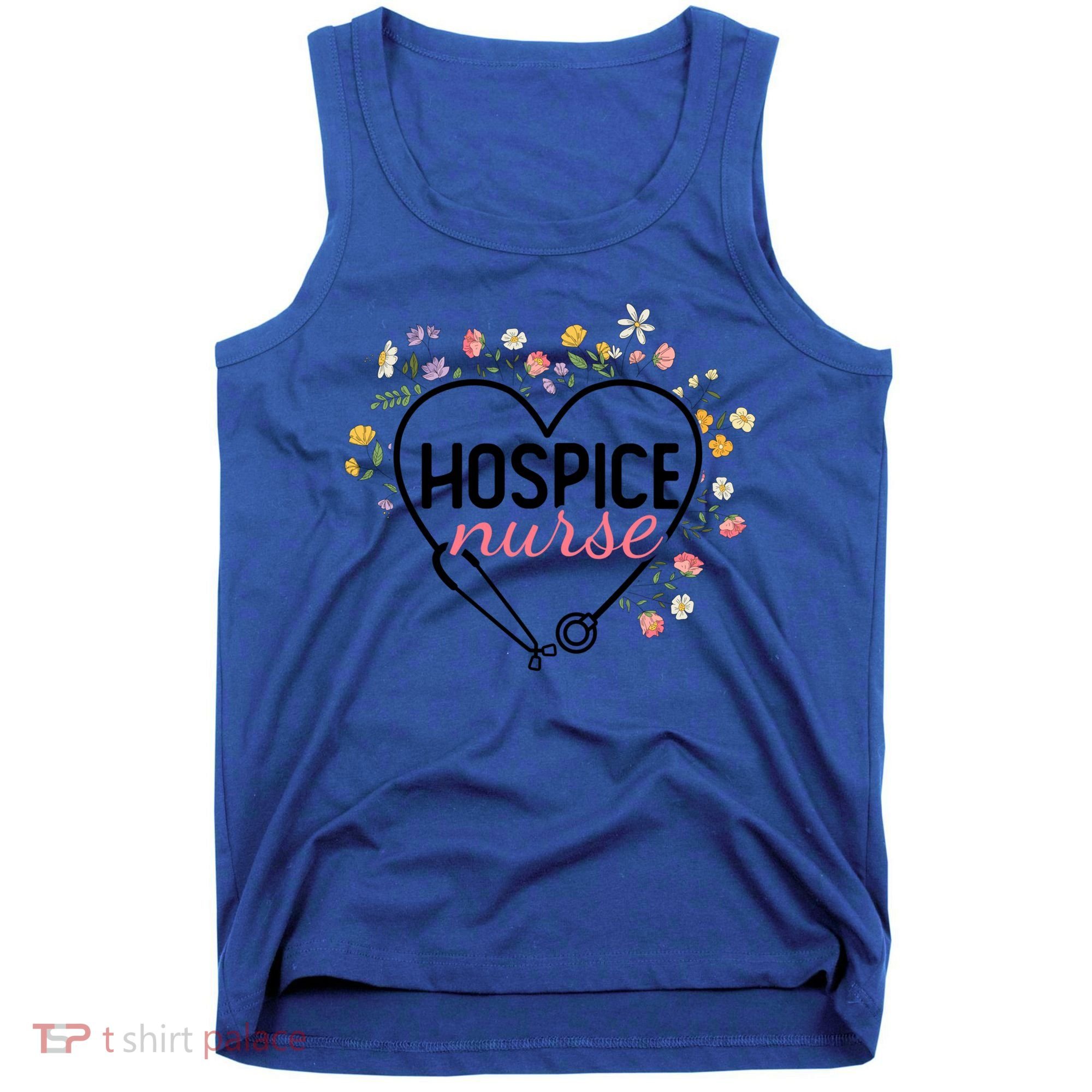 Floral Stethoscope Heart Nursing Hospice Nurse Funny Gift Tank Top