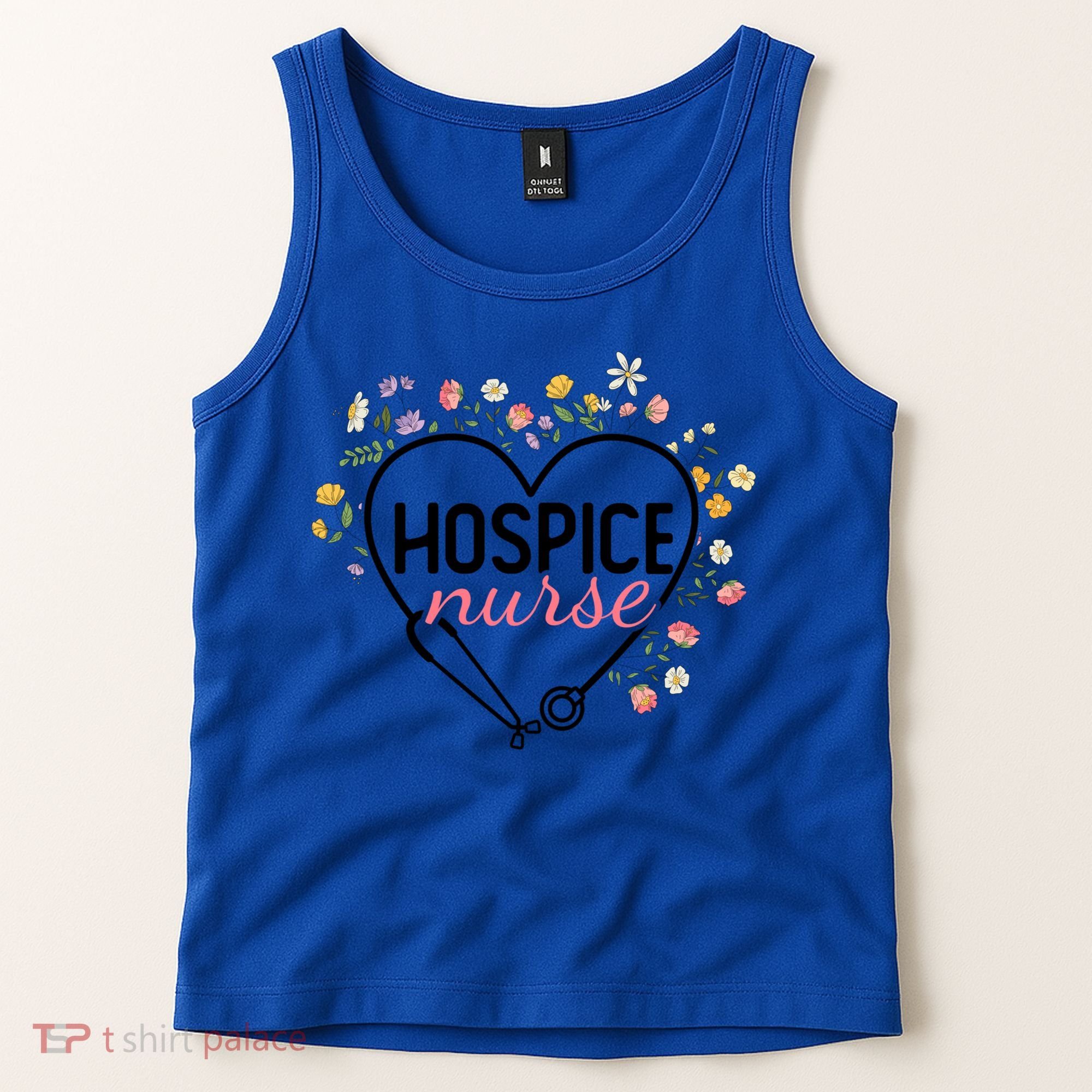 Floral Stethoscope Heart Nursing Hospice Nurse Funny Gift Tank Top