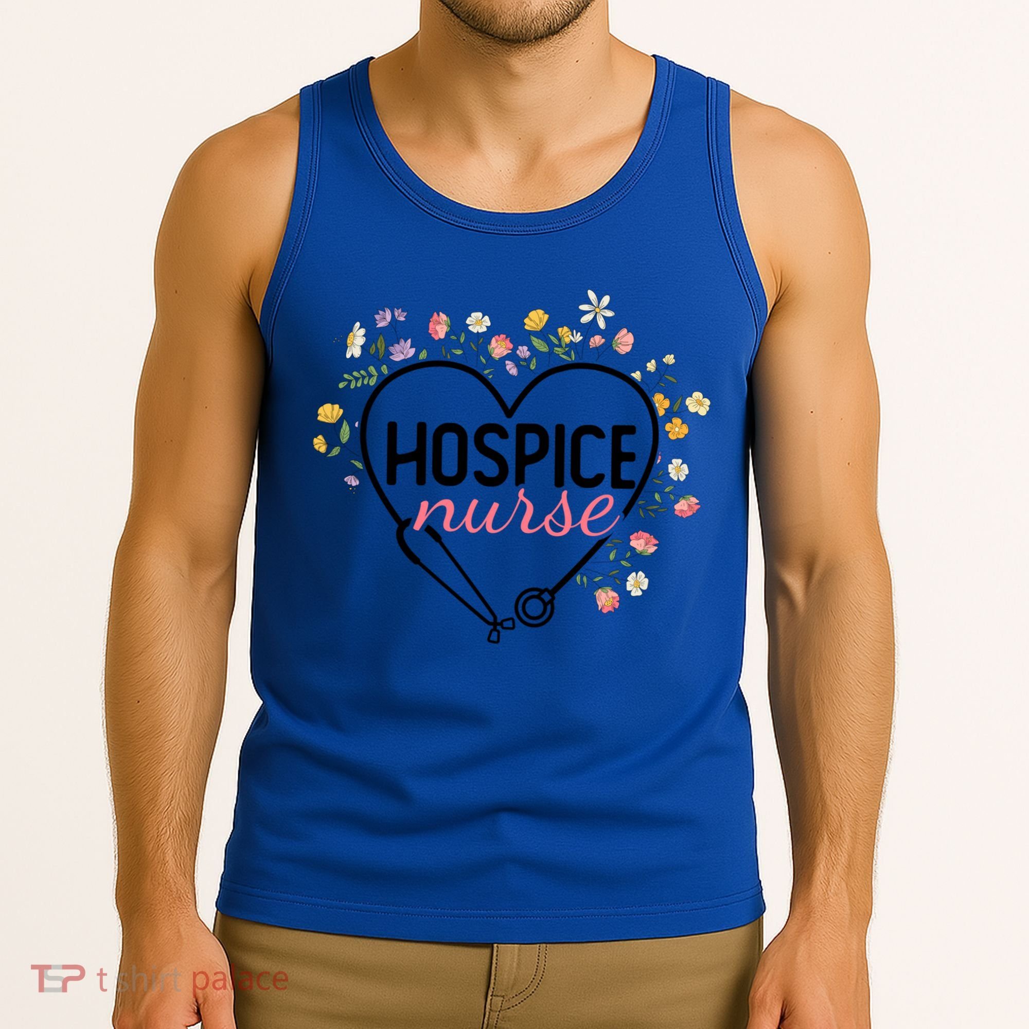 Floral Stethoscope Heart Nursing Hospice Nurse Funny Gift Tank Top