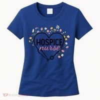 Floral Stethoscope Heart Nursing Hospice Nurse Funny Gift Women's T-Shirt thumb 0