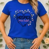 Floral Stethoscope Heart Nursing Hospice Nurse Funny Gift Women's T-Shirt thumb 2