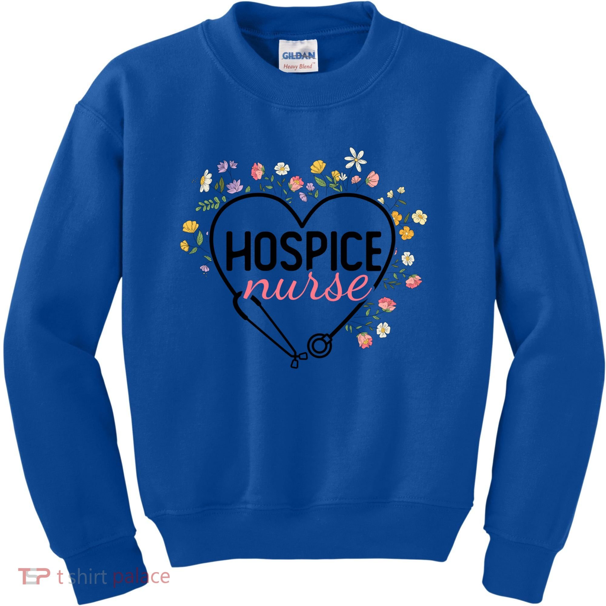 Floral Stethoscope Heart Nursing Hospice Nurse Funny Gift Kids Sweatshirt