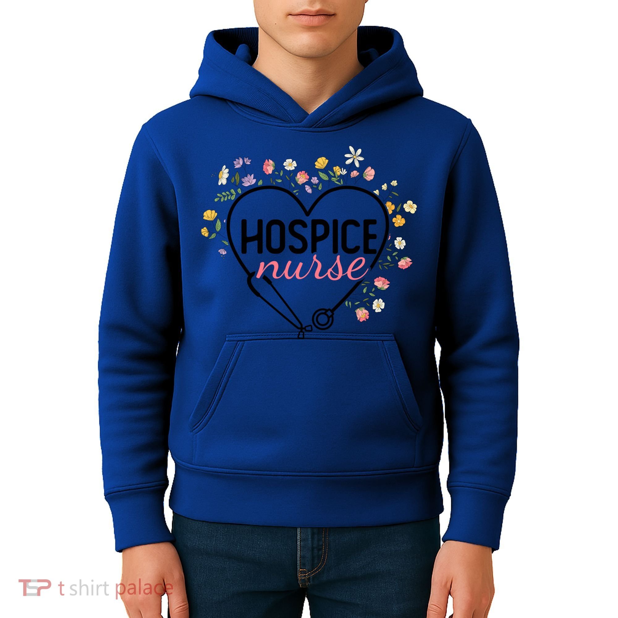 Floral Stethoscope Heart Nursing Hospice Nurse Funny Gift Kids Hoodie