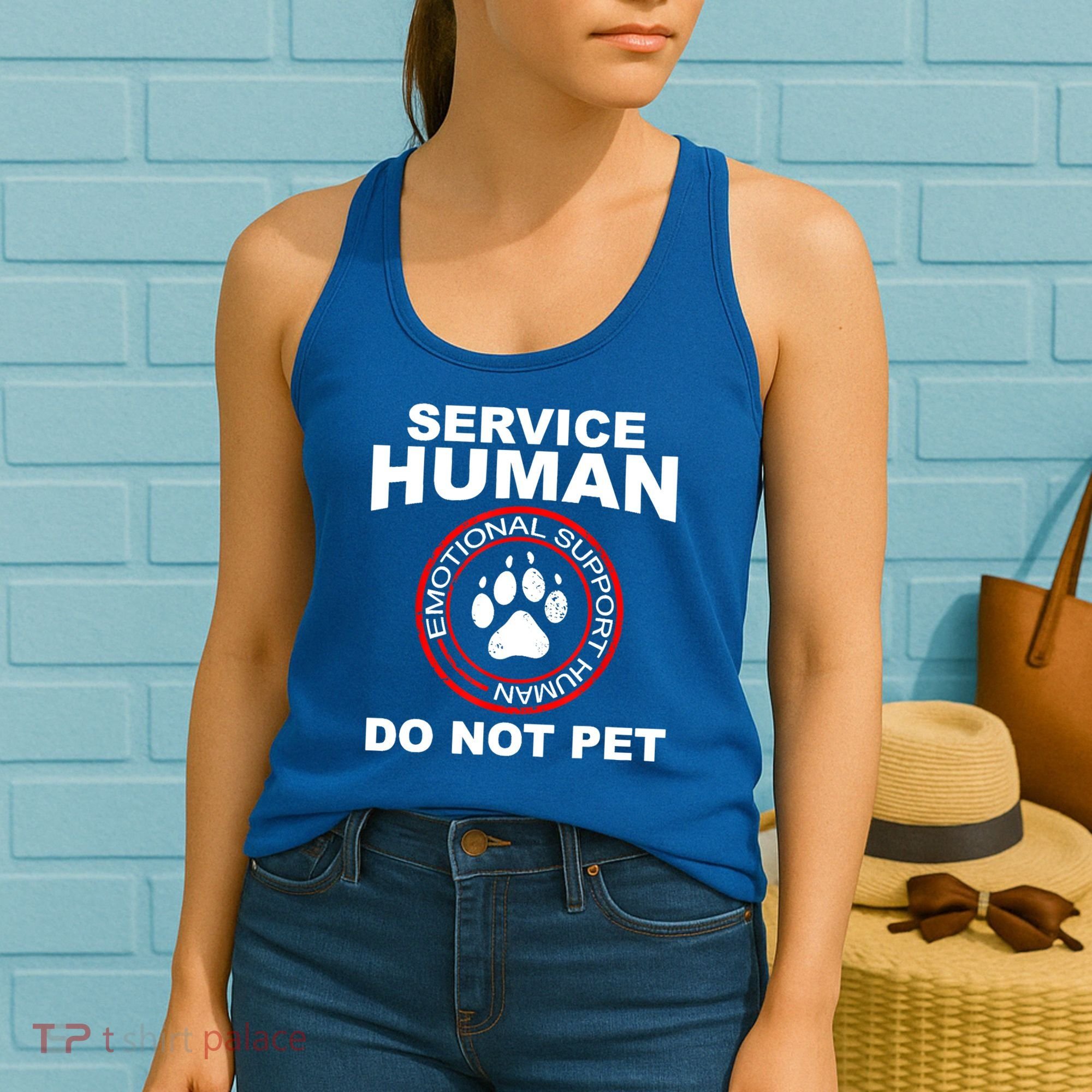 Funny Service Human Gift Funny Dog Owner Emotional Support Human Women's Tank Top