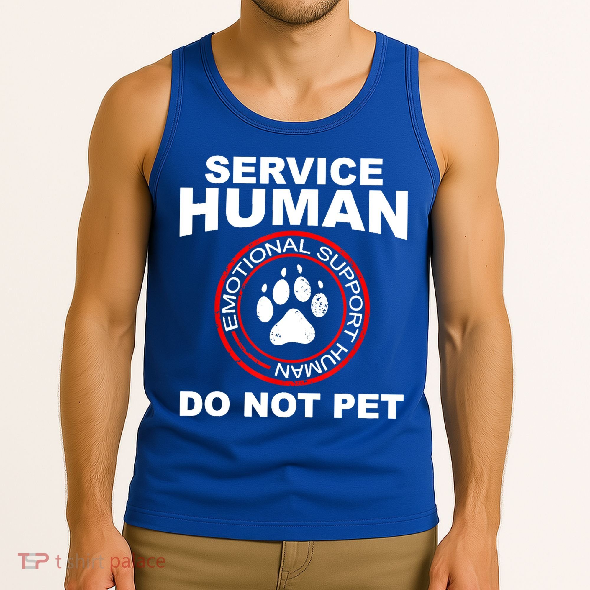 Funny Service Human Gift Funny Dog Owner Emotional Support Human Tank Top