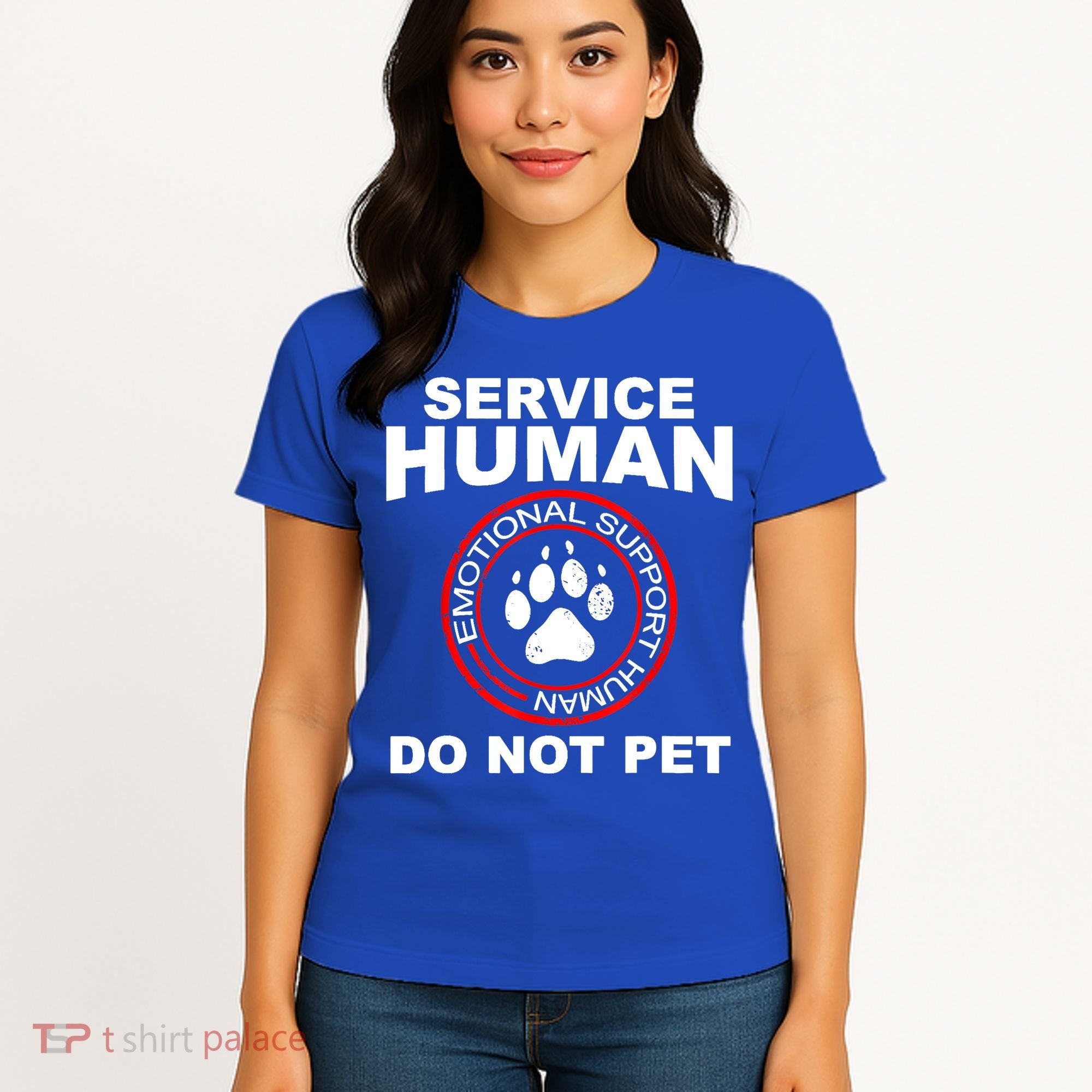 Funny Service Human Gift Funny Dog Owner Emotional Support Human Women's T-Shirt