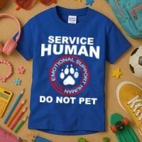 Funny Service Human Gift Funny Dog Owner Emotional Support Human Kids T-Shirt thumb 3