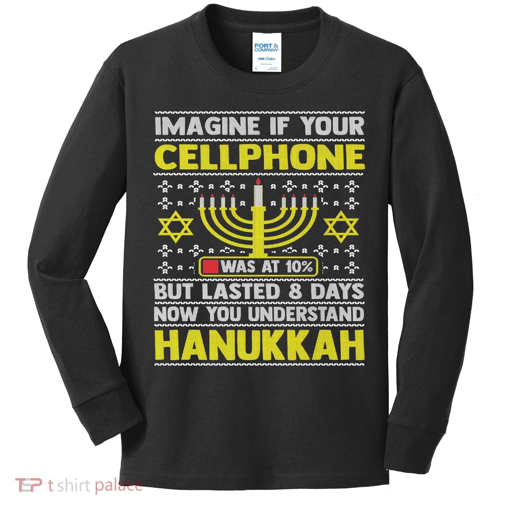 Funny Sarcastic Hanukkah Chanukah Cellphone Quote Kids Long Sleeve Shirt