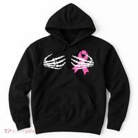 Funny Skeleton Hands Breast Cancer Awareness Pink Ribbon Gift Hoodie thumb 0