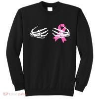 Funny Skeleton Hands Breast Cancer Awareness Pink Ribbon Gift Sweatshirt thumb 0