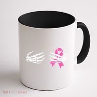 Funny Skeleton Hands Breast Cancer Awareness Pink Ribbon Gift Coffee Mug thumb 1