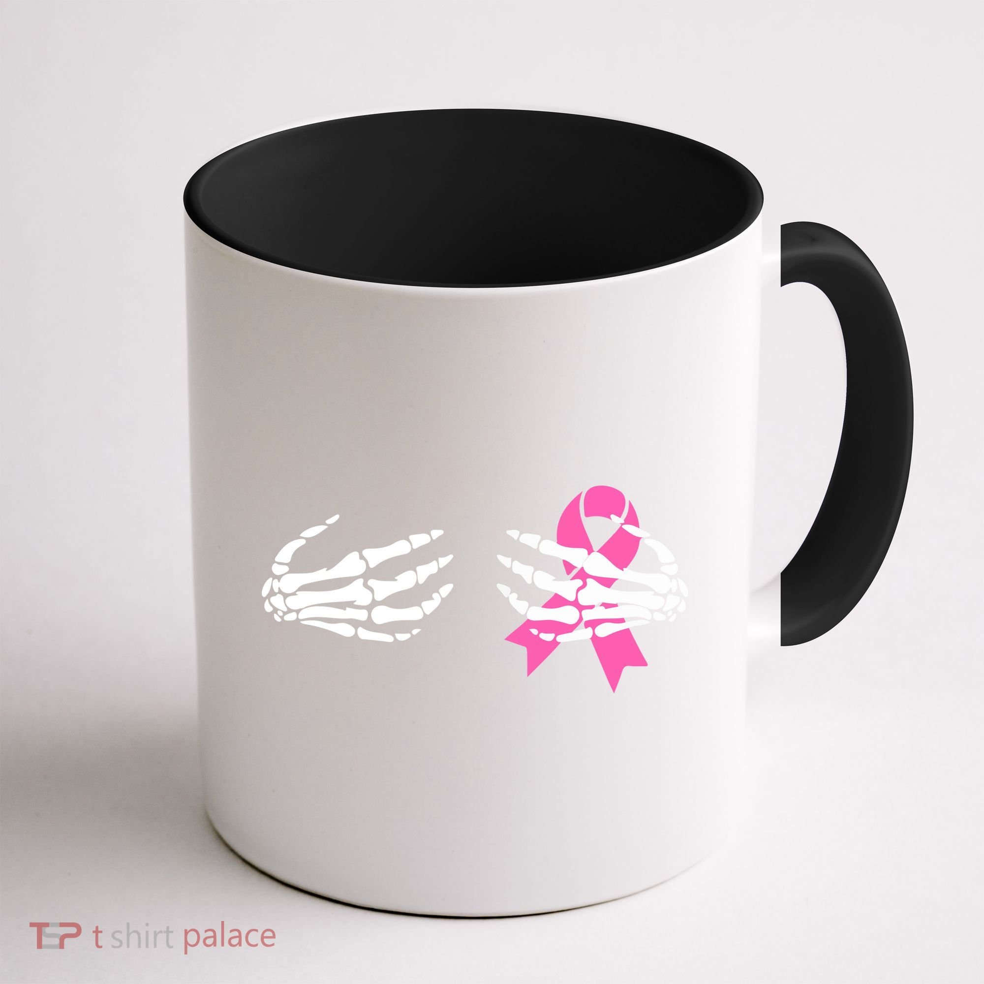 Funny Skeleton Hands Breast Cancer Awareness Pink Ribbon Gift Coffee Mug