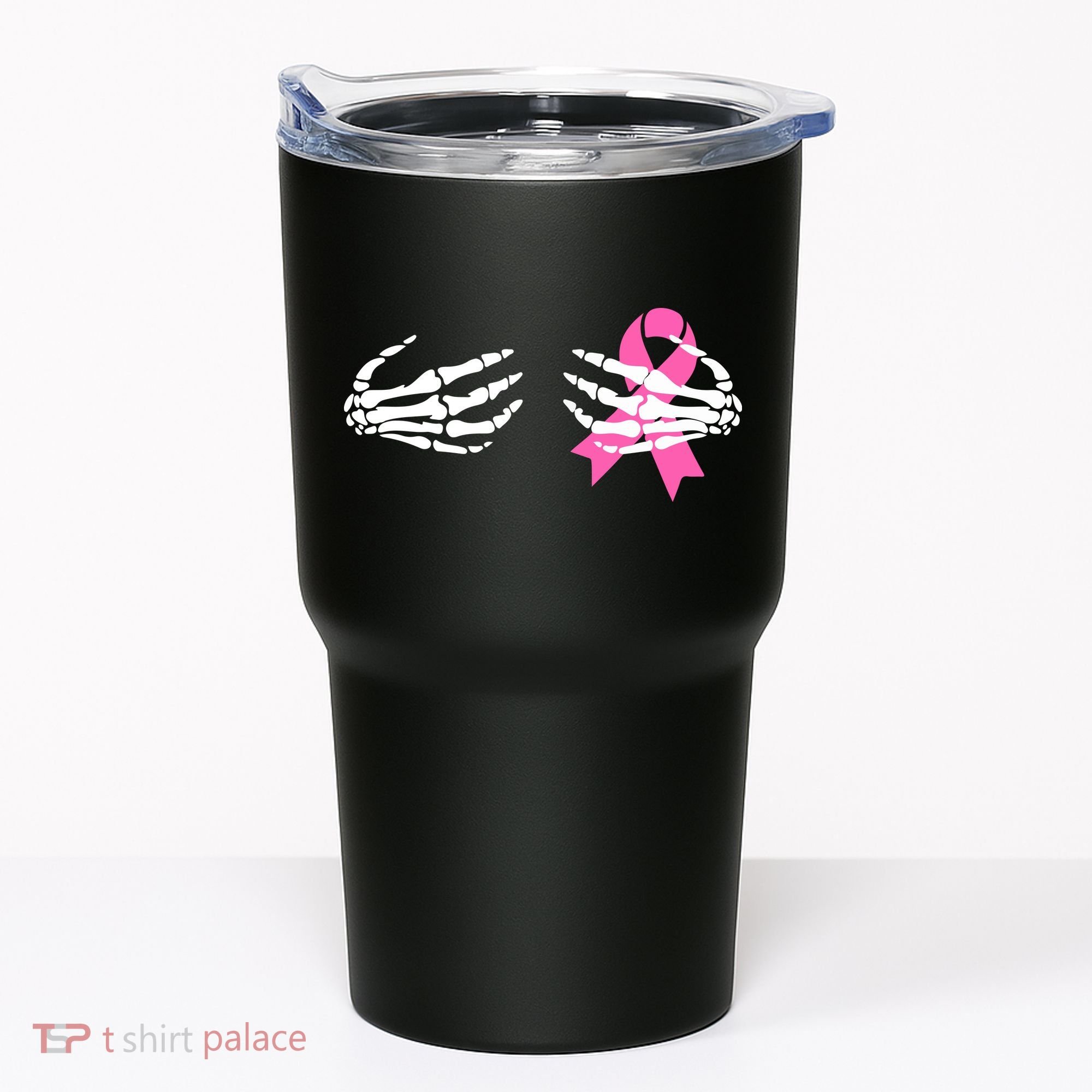 Funny Skeleton Hands Breast Cancer Awareness Pink Ribbon Gift Tumbler