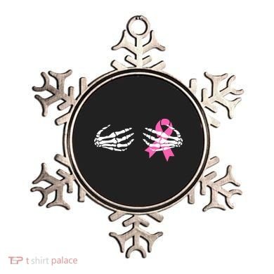 Funny Skeleton Hands Breast Cancer Awareness Pink Ribbon Gift Ornament