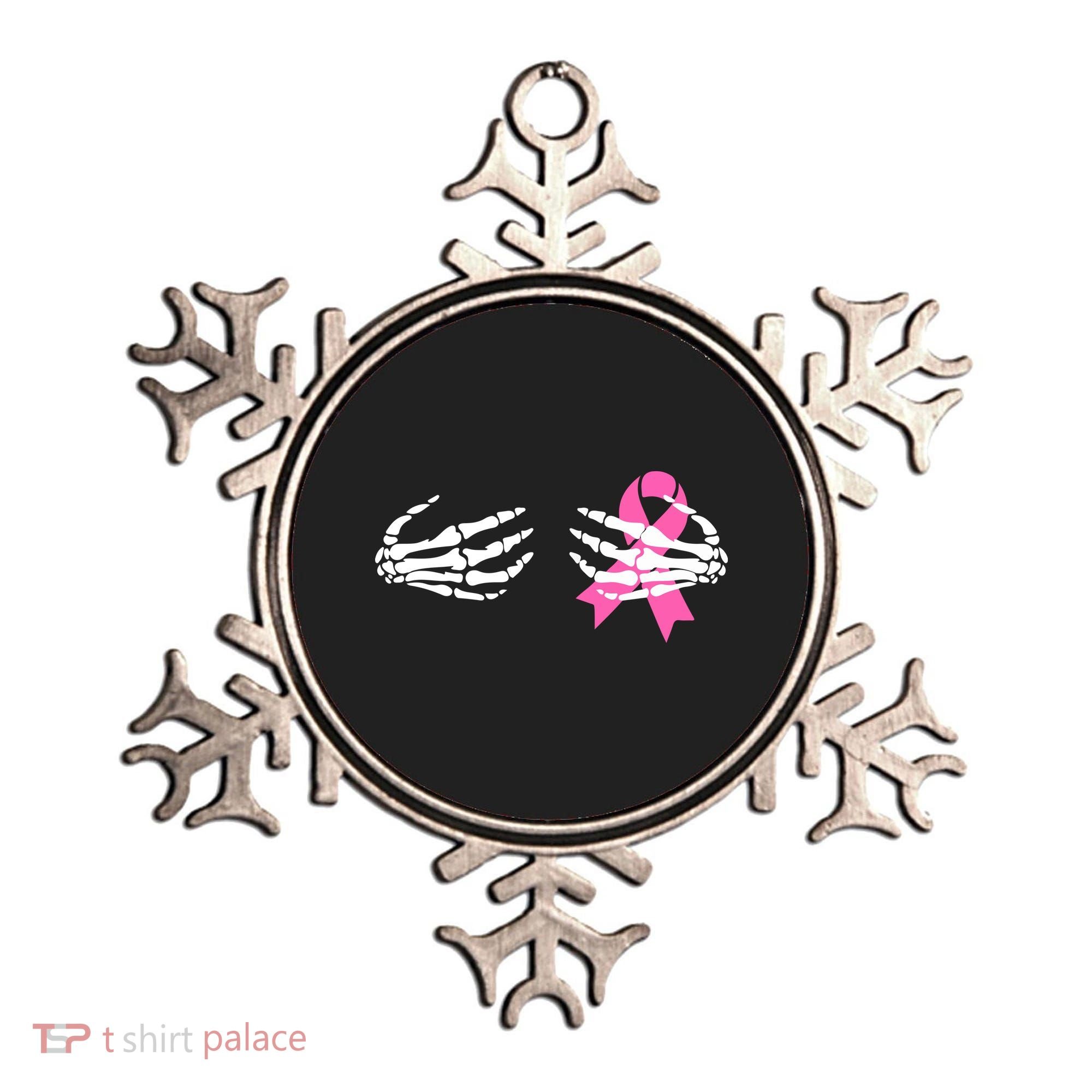 Funny Skeleton Hands Breast Cancer Awareness Pink Ribbon Gift Ornament
