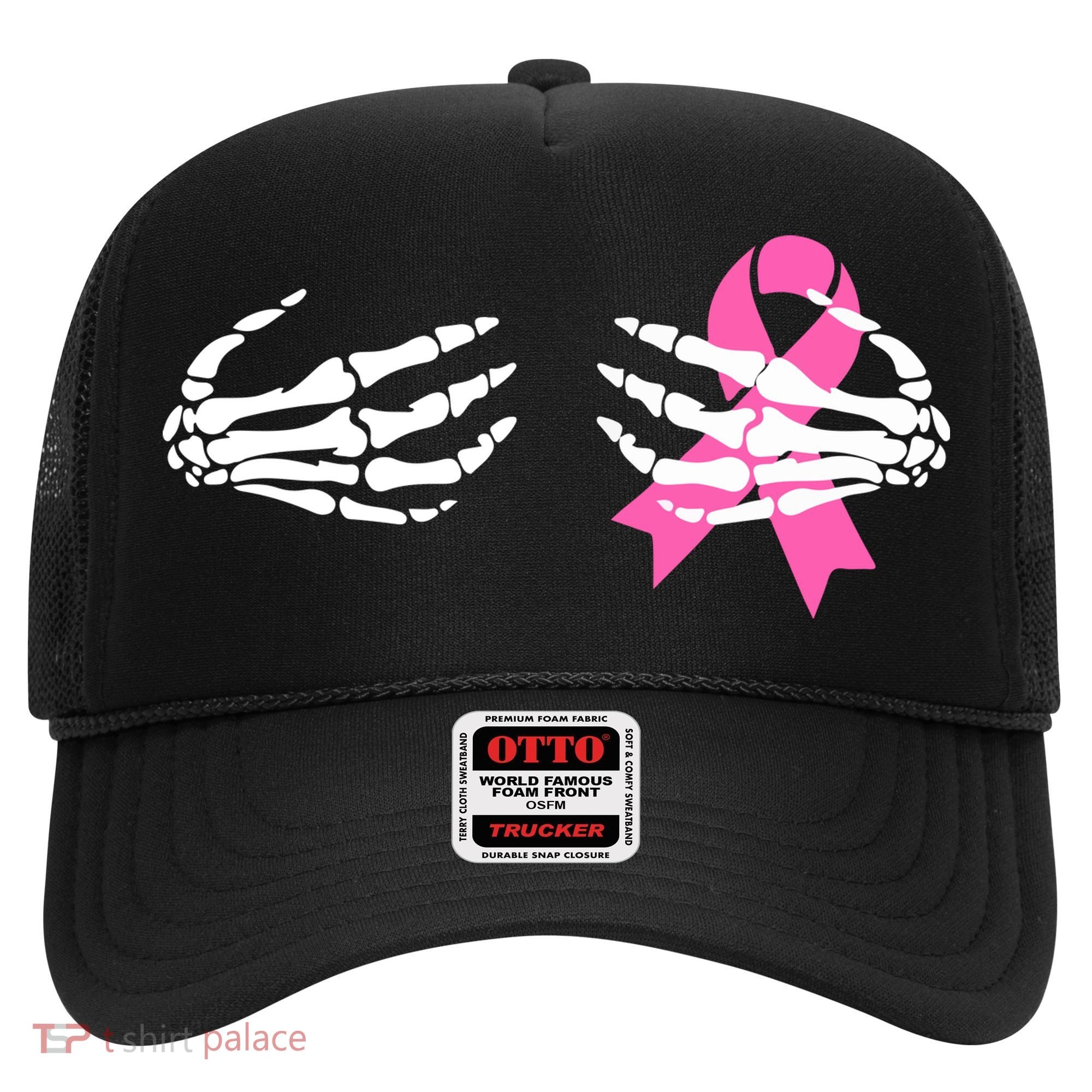Funny Skeleton Hands Breast Cancer Awareness Pink Ribbon Gift Hat