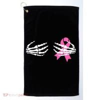 Funny Skeleton Hands Breast Cancer Awareness Pink Ribbon Gift Golf Towel thumb 0
