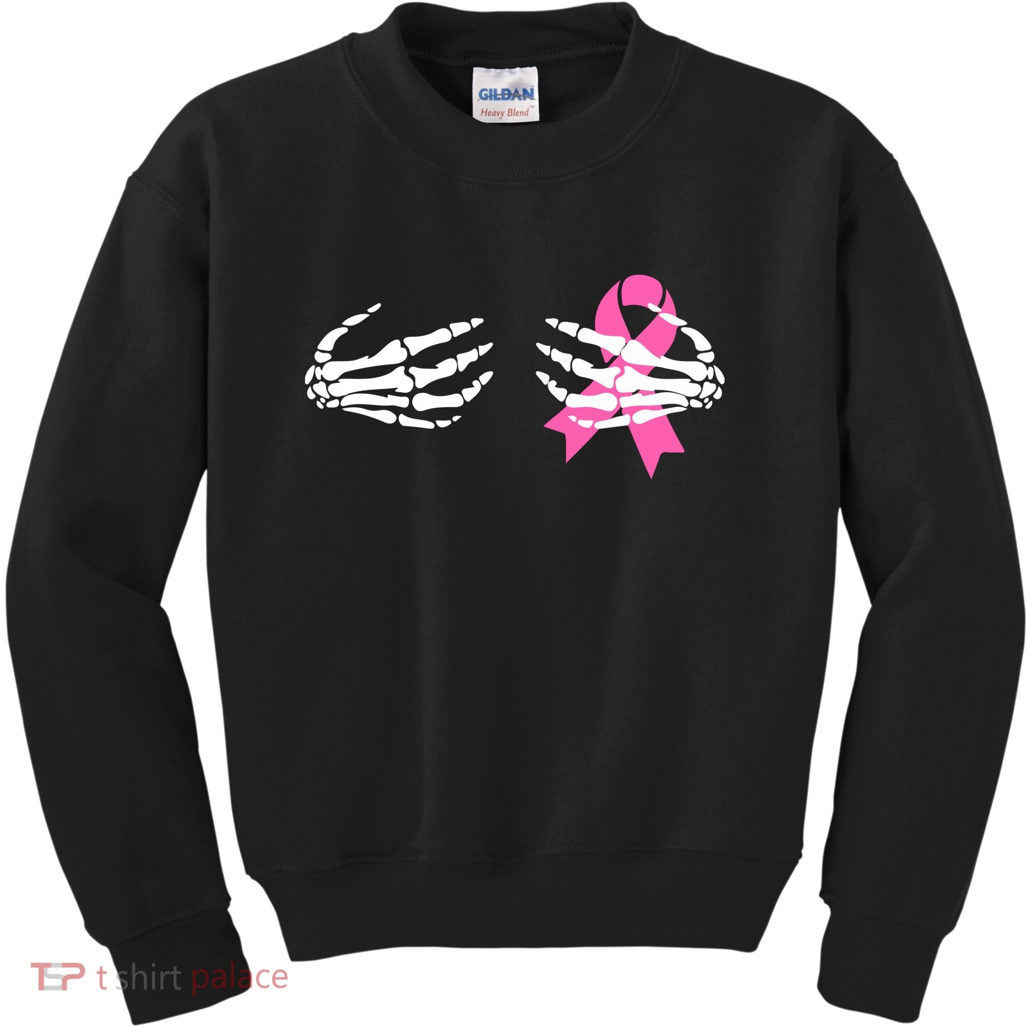 Funny Skeleton Hands Breast Cancer Awareness Pink Ribbon Gift Kids Sweatshirt