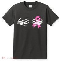 Funny Skeleton Hands Breast Cancer Awareness Pink Ribbon Gift T-Shirt thumb 0
