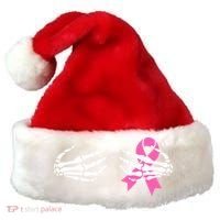 Funny Skeleton Hands Breast Cancer Awareness Pink Ribbon Gift Santa Hat thumb 0