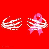 Funny Skeleton Hands Breast Cancer Awareness Pink Ribbon Gift Santa Hat thumb 1