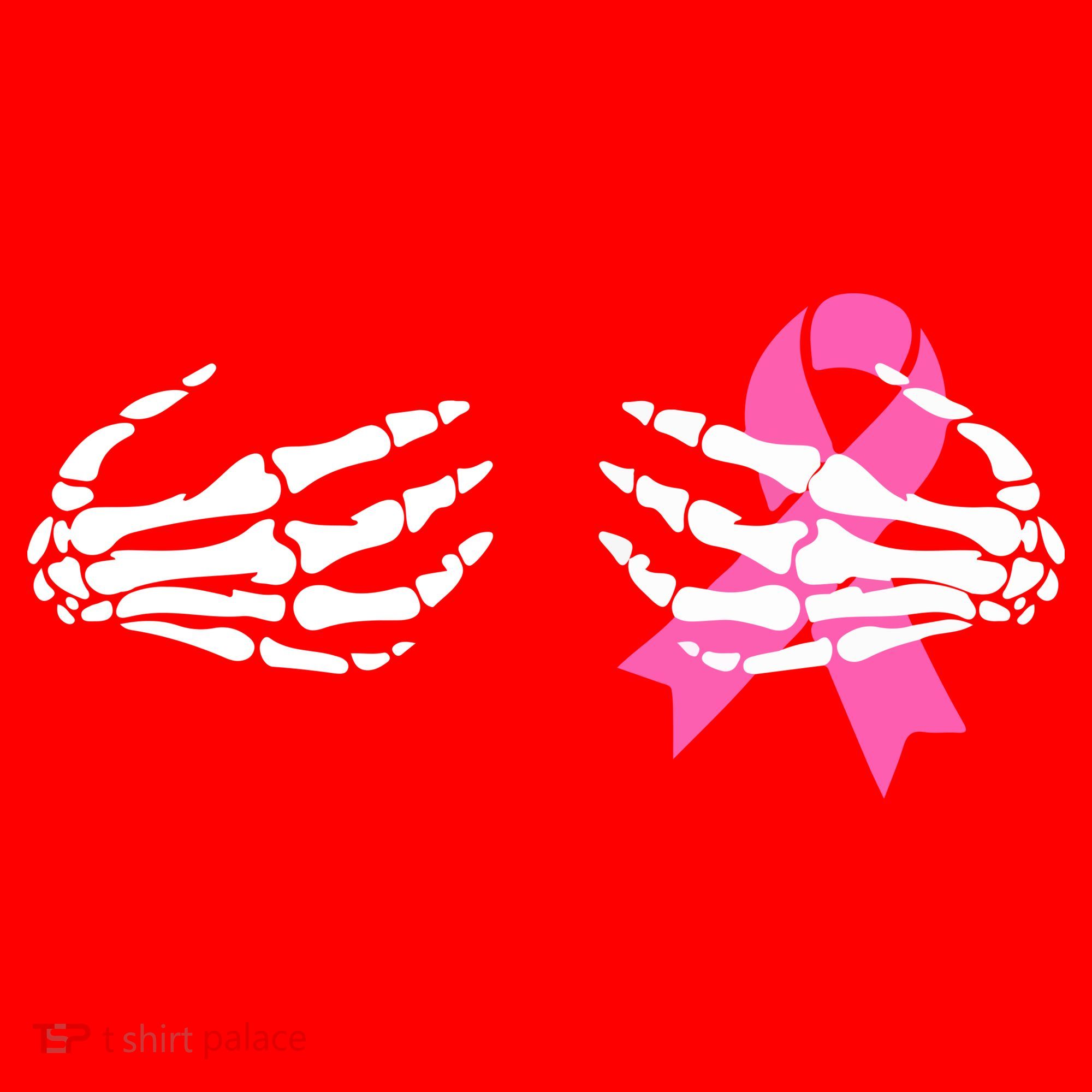 Funny Skeleton Hands Breast Cancer Awareness Pink Ribbon Gift Santa Hat