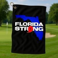 Florida Strong Hurricane Ian Support Football Golf Towel thumb 1