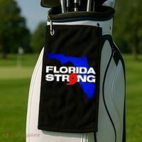 Florida Strong Hurricane Ian Support Football Golf Towel thumb 2