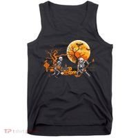 Funny Skeleton Hockey Pumpin Spooky Halloween Costume Tank Top thumb 0